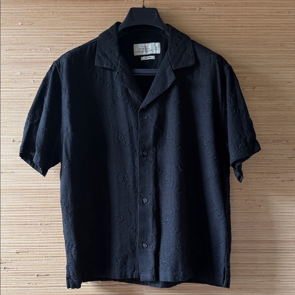 Abercrombie & Fitch Textured Black Casual Button Down Shirt